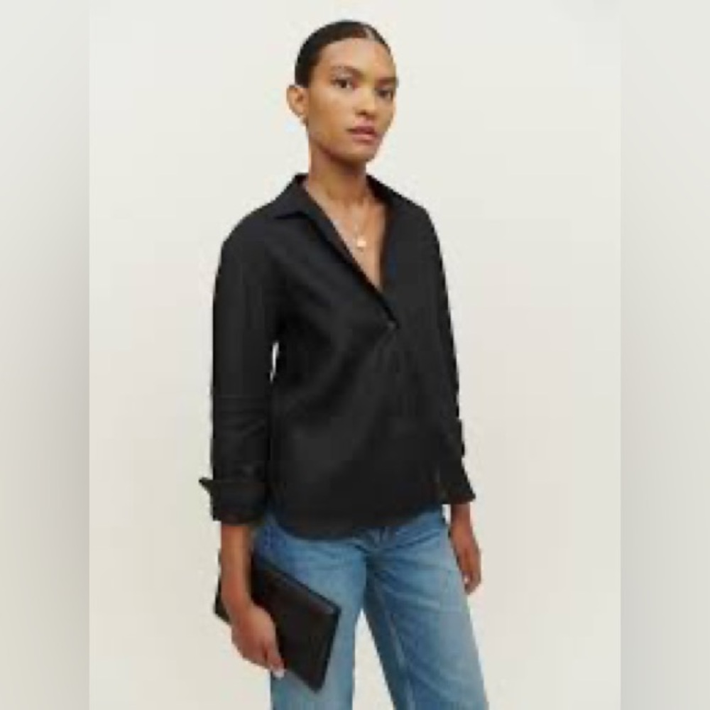 Reformation Black Linen Shirt